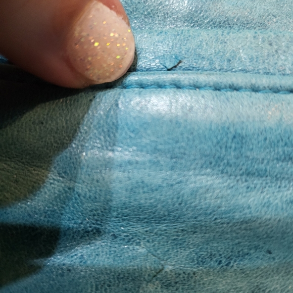 Used Condition Leather Turquoise Sash Bag - Picture 5 of 5